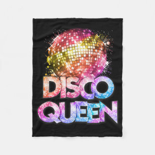Disco Queen - 70's Disco Themed Vintage Seventies Fleece Blanket