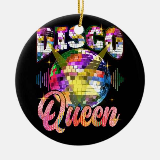 Disco Queen 70s Themed Dancing Seventies Ball Cost Ceramic Ornament (Front)