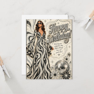 Disco Queen Glitter Happy Birthday Card
