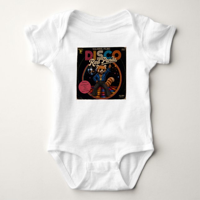 Disco Red Panda Baby Bodysuit (Front)
