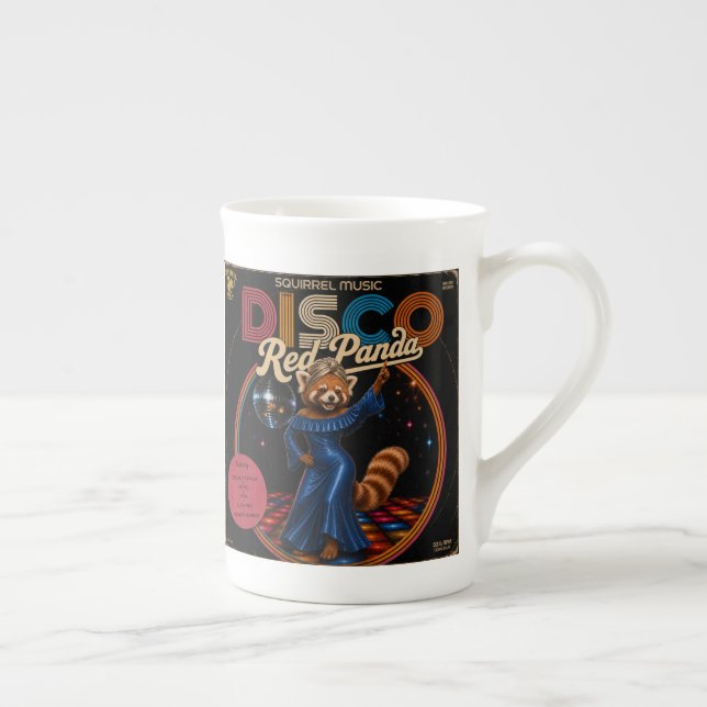 Disco Red Panda  Bone China Mug (Right)