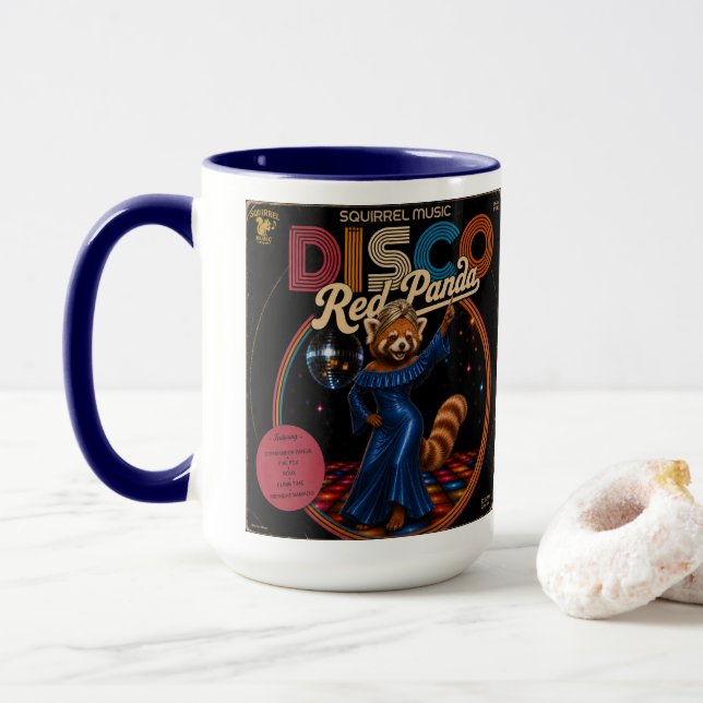Disco Red Panda Mug (With Donut)