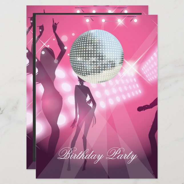 Disco Retro Birthday Party Invitation (Front/Back)