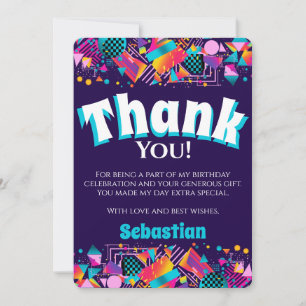 Disco Retro Birthday Party Thank You Card