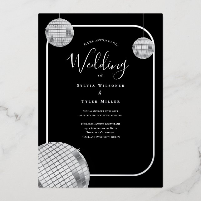 Disco Retro Black Silver Wedding (Front)