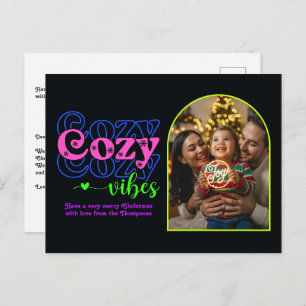 Disco Retro Cozy Vibes Retro Christmas Photo Holiday Postcard