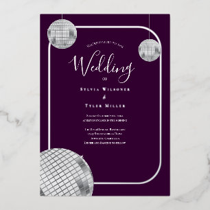Disco Retro Purple Silver Wedding