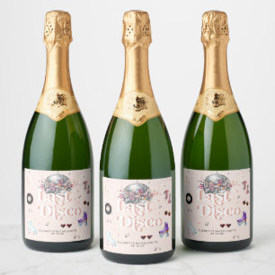 Disco Retro Roller Skating   Bachelorette Sparkling Wine Label