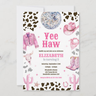 Disco Rodeo Space Cowgirl Birthday Invitation