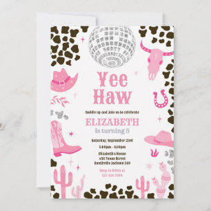 Disco Rodeo Space Cowgirl Birthday Invitation