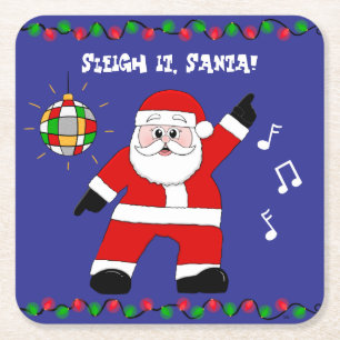 Disco Santa Square Paper Coaster