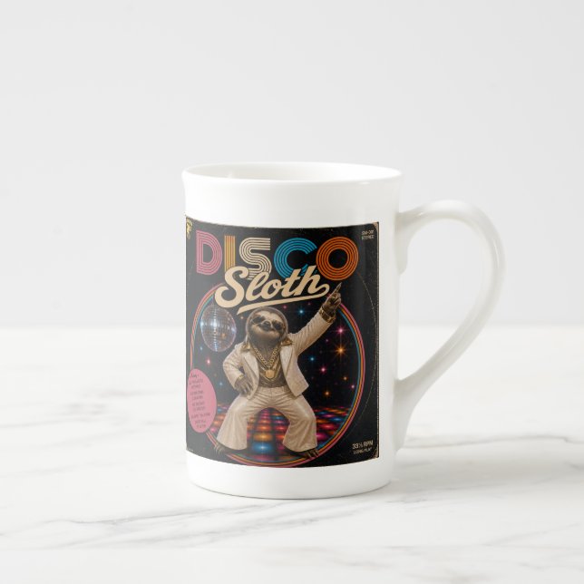 Disco Sloth Bone China Mug (Right)