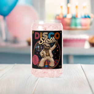 Disco Sloth Can Glass
