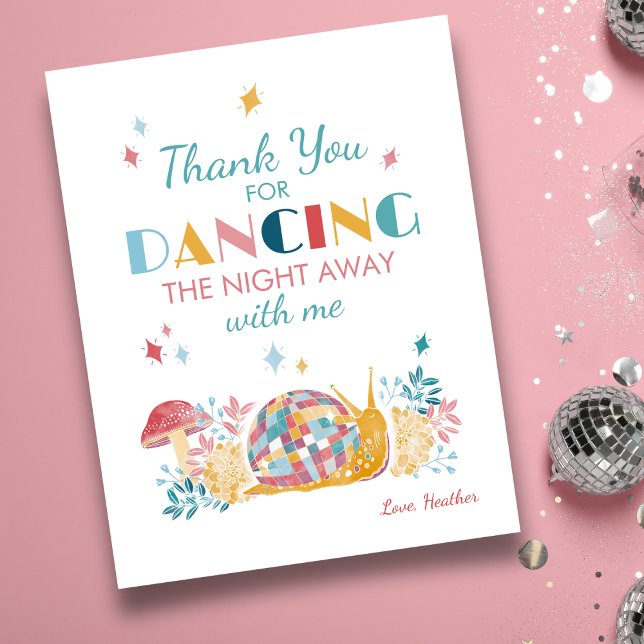 Disco Snail Birthday Party Thank You Card (Creator Uploaded)