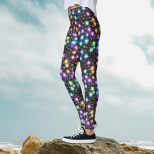 Disco Snowflakes Christmas Lights New Year Party Leggings
