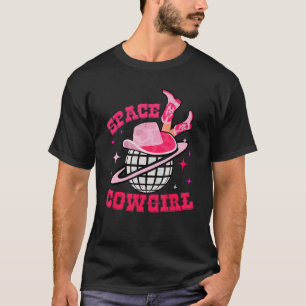 Disco Space Cowgirl Western Retro Pink Cowhide T-Shirt