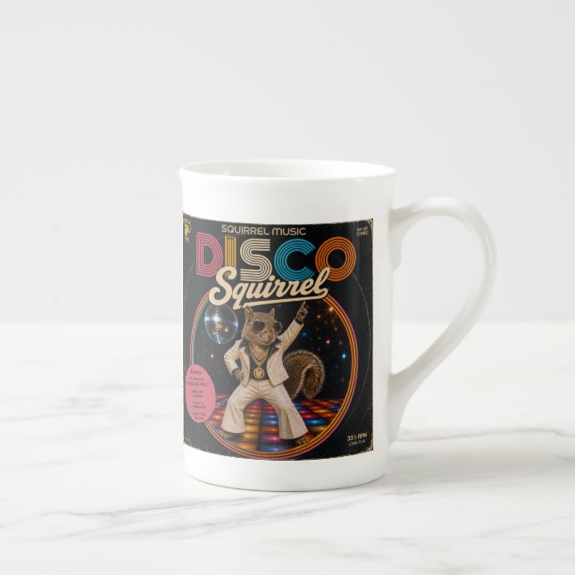 Disco Squirrel Bone China Mug (Right)