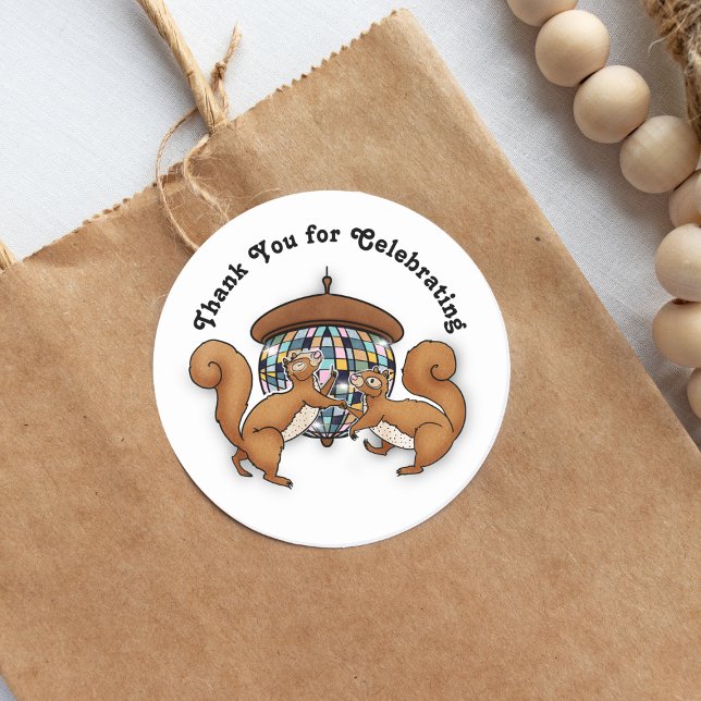 Disco Squirrels Thank You Classic Round Sticker (Creator Uploaded)