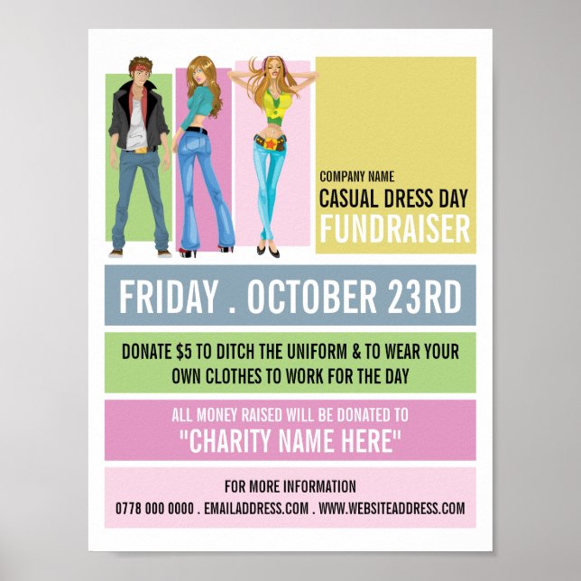 Disco Style, Casual Dress Day Fundraiser Advert Poster (Front)