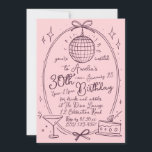 Disco Theme 30th Birthday Invitation for Women<br><div class="desc">Celebrate a milestone birthday with our customisable Purple and Pink Disco Theme 30th Birthday Invitation. This stylish invitation features a retro disco ball, cocktail glass, and cake illustration, all in a purple and pink colour scheme. Perfect for setting the tone for a fun and unforgettable night. Personalise the details to...</div>