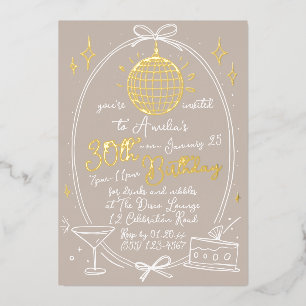 Disco Theme 30th Birthday Invitation Real