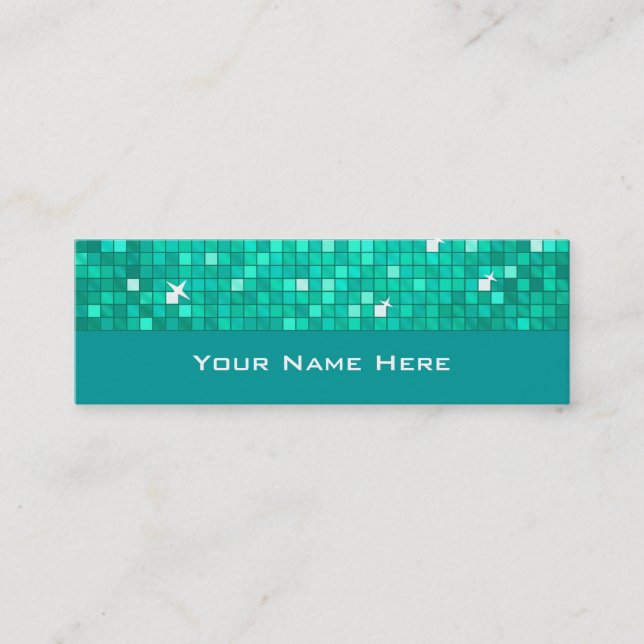 Disco Tiles Aqua business card skinny (Front)