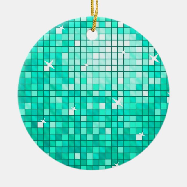 Disco Tiles Aqua ornament round (Front)