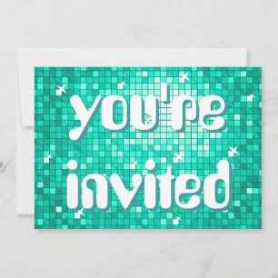 Disco Tiles Aqua 'you're invited' amelia text Invitation