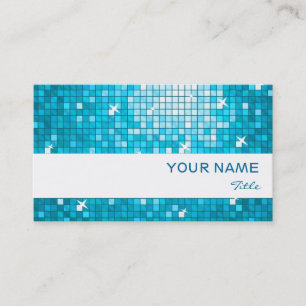 Disco Tiles Blue  business card white stripe