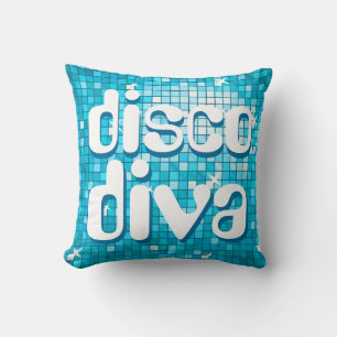 Disco Tiles Blue 'disco diva' throw pillow
