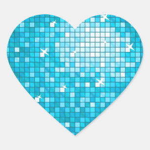 Disco Tiles Blue sticker heart
