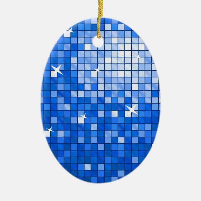Disco Tiles Dark Blue ornament oval (Front)