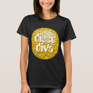 Disco Tiles "Gold" 'disco diva' t-shirt black