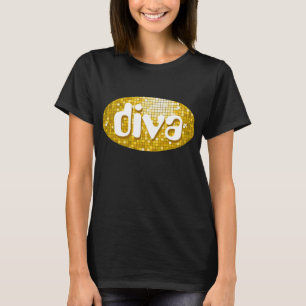 Disco Tiles "Gold" 'diva' t-shirt black
