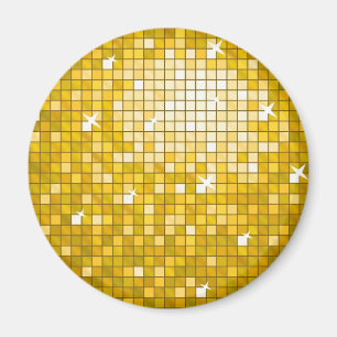 Disco Tiles "Gold" fridge magnet round