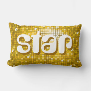 Disco Tiles "Gold" 'star' throw pillow amelia text