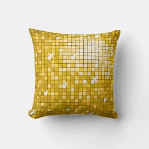 Disco Tiles Gold throw pillow square