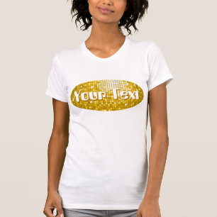 Disco Tiles "Gold" 'Your Text' oval ladies white T-Shirt