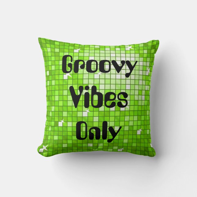 Disco Tiles Green Groovy throw pillow square (Front)