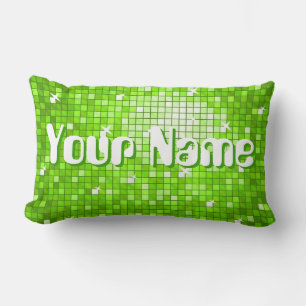 Disco Tiles Green 'Name' throw pillow lumbar