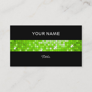 Disco Tiles Green tile stripe black back Business Card