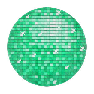 Disco Tiles Jade cutting board round