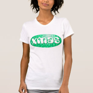 Disco Tiles Jade 'xmas'  ladies petite white T-Shirt