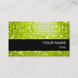 Disco Tiles Lime  business card black stripe
