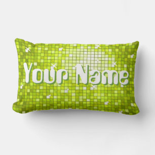 Disco Tiles Lime 'Name' throw pillow lumbar