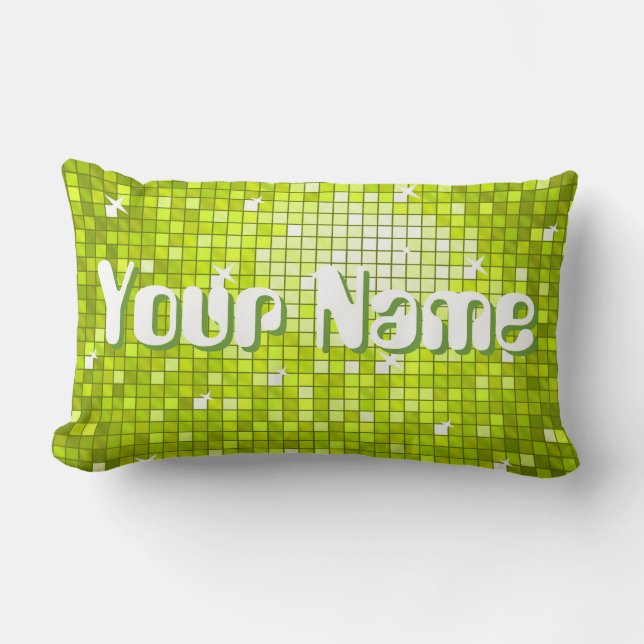 Disco Tiles Lime 'Name' throw pillow lumbar (Front)