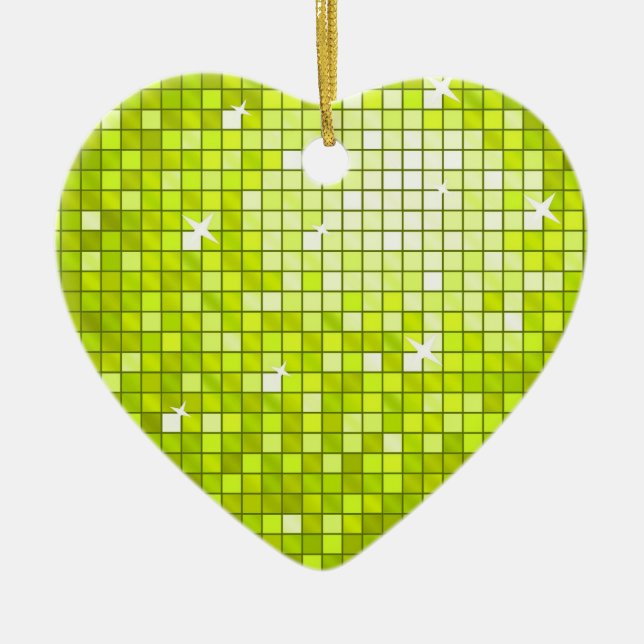Disco Tiles Lime ornament heart (Front)