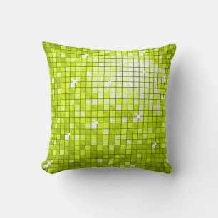 Disco Tiles Lime throw pillow square