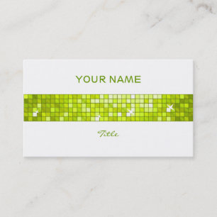 Disco Tiles Lime tile stripe white back Business Card