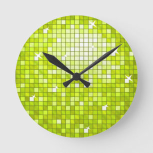 Disco Tiles Lime wall clock